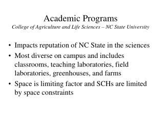 Academic Programs College of Agriculture and Life Sciences – NC State University