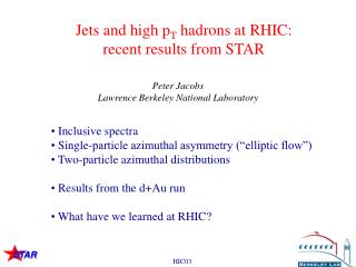 Jets and high p T hadrons at RHIC: recent results from STAR