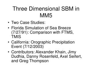 Three Dimensional SBM in MM5