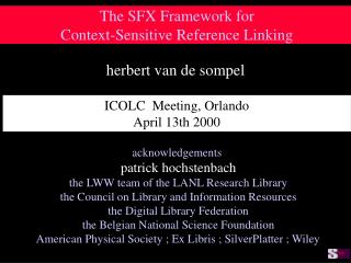 The SFX Framework for Context-Sensitive Reference Linking