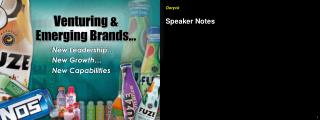 Venturing &amp; Emerging Brands…