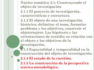 Núcleo temático 2.1: Construyendo el objeto de investigación