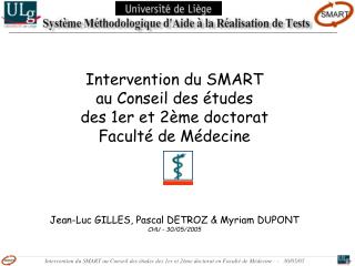 Intervention du SMART au Conseil des études des 1er et 2ème doctorat Faculté de Médecine