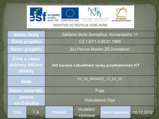 Vzdělávací oblast: Umění a kultura Vzdělávací obor: Hudební výchova