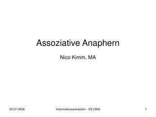 Assoziative Anaphern Nico Kimm, MA