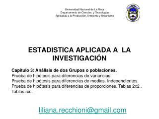 ESTADISTICA APLICADA A LA INVESTIGACIÓN