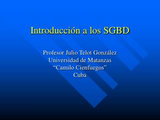 Introducción a los SGBD