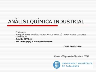 ANÀLISI QUÍMICA INDUSTRIAL