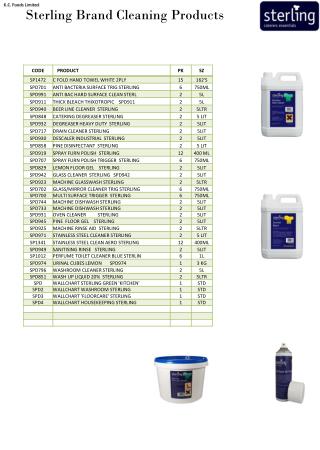 Sterling Brand Cleaning Products