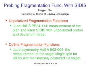 Probing Fragmentation Func. With SIDIS