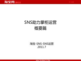 SNS 助力掌柜运营 概要篇