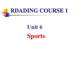 RDADING COURSE 1