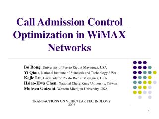 Call Admission Control Optimization in WiMAX Networks