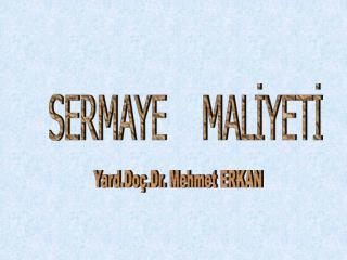 SERMAYE MALİYETİ