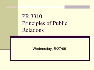 PR 3310 Principles of Public Relations