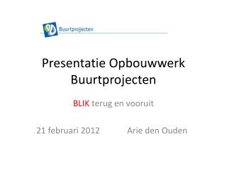 Presentatie Opbouwwerk Buurtprojecten