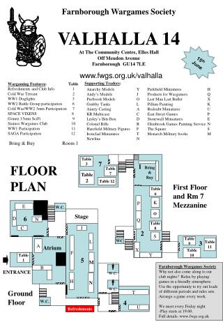 Wargaming Features : 	 Table Refreshments and Club Info	 1