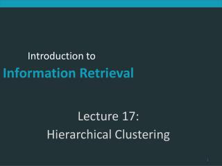 Lecture 17: Hierarchical Clustering