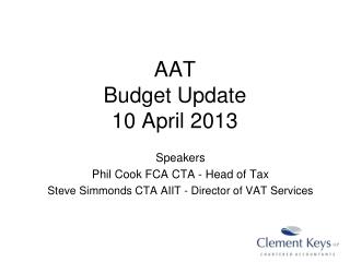 AAT Budget Update 10 April 2013