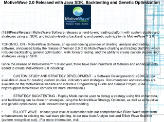 MotiveWave 2.0 Released with Java SDK, Backtesting and Genet