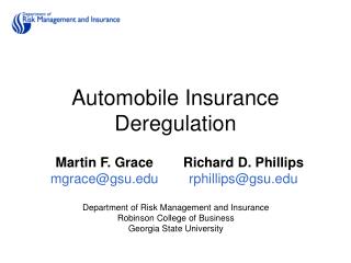 Automobile Insurance Deregulation