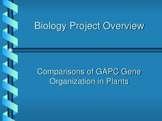 Biology Project Overview