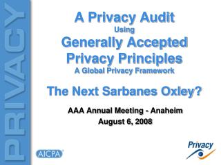 AAA Annual Meeting - Anaheim August 6, 2008