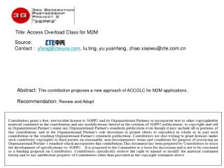 Title: Access Overload Class for M2M