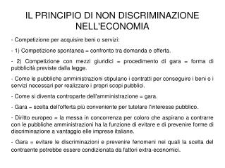 IL PRINCIPIO DI NON DISCRIMINAZIONE NELL'ECONOMIA