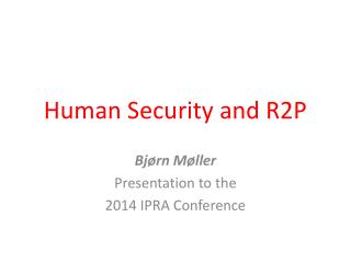 Human Security and R2P