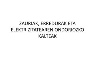 ZAURIAK, ERREDURAK ETA ELEKTRIZITATEAREN ONDORIOZKO KALTEAK