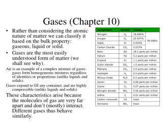Gases (Chapter 10)
