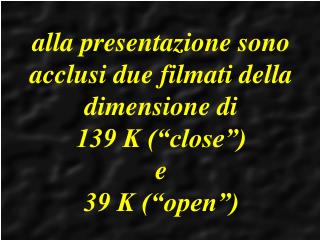 alla presentazione sono acclusi due filmati della dimensione di 139 K (“close”) e 39 K (“open”)