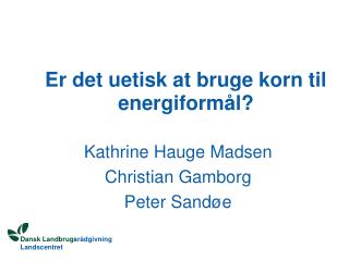 Er det uetisk at bruge korn til energiformål?