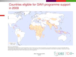 Countries eligible for GAVI programme support in 2009