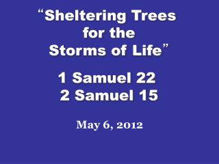 “ Sheltering Trees for the Storms of Life ” 1 Samuel 22 2 Samuel 15