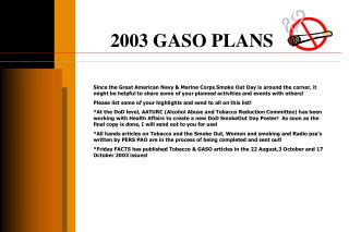 2003 GASO PLANS