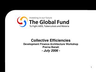 Collective Efficiencies Development Finance Architecture Workshop Prerna Banati - July 2006 -