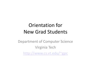 Orientation for New Grad Students
