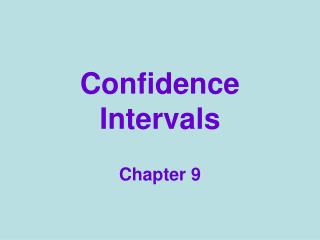 Confidence Intervals