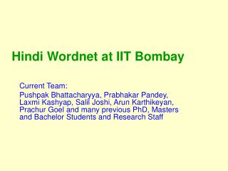 Hindi Wordnet at IIT Bombay