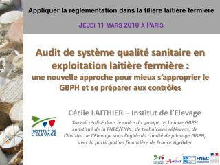Cécile LAITHIER – Institut de l’Elevage