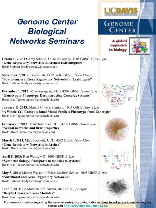 Genome Center Biological Networks Seminars