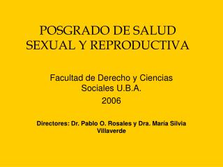 POSGRADO DE SALUD SEXUAL Y REPRODUCTIVA