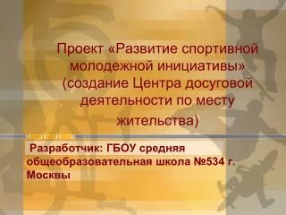 Разработчик: ГБОУ средняя общеобразовательная школа №534 г. Москвы