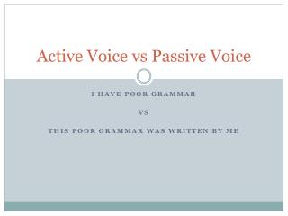 Active Voice vs Passive Voice