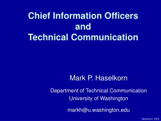 Chief Information Officers and Technical Communication