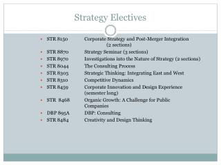 Strategy Electives