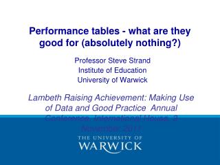 Performance tables - what are they good for (absolutely nothing?)