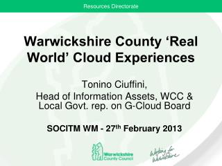 Warwickshire County ‘Real World’ Cloud Experiences